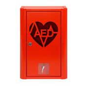 Szafka metalowa na Defibrylator AED zamykana na klucz  z naklejką  ML.RED ( CZERWONA RAL 3020 )