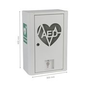 Szafka metalowa na Defibrylator AED zamykana na klucz  z naklejką  ML.B ( BIAŁA)