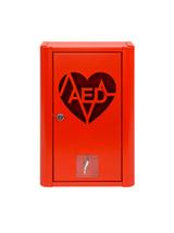 Szafka metalowa na Defibrylator AED zamykana na klucz  z naklejką  ML.RED ( CZERWONA RAL 3020 )