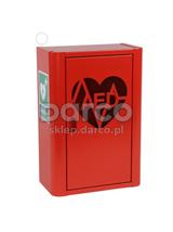 Szafka metalowa na Defibrylator AED z naklejką  ML.RED ( CZERWONA RAL 3020 )