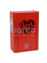 Szafka metalowa na Defibrylator AED zamykana na klucz  z naklejką  ML.RED ( CZERWONA RAL 3020 )