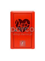 Szafka metalowa na Defibrylator AED zamykana na klucz  z naklejką  ML.RED ( CZERWONA RAL 3020 )