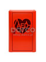 Szafka metalowa na Defibrylator AED z naklejką  ML.RED ( CZERWONA RAL 3020 )