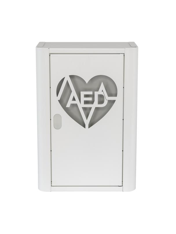 Szafka metalowa na Defibrylator AED z naklejką  ML.B ( BIAŁA)