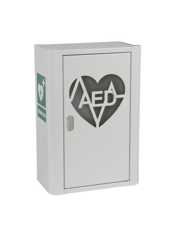 Szafka metalowa na Defibrylator AED z naklejką  ML.B ( BIAŁA)