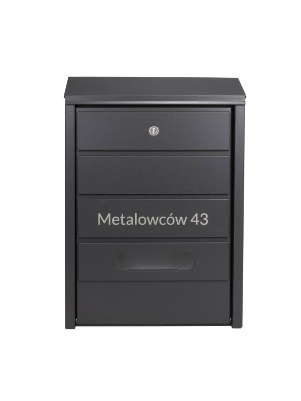 Skrzynka na listy z numerem i ulicą BSL-5/2-GR-W-BASIC | GRAFITOWA | GRAWER (1 lamela)