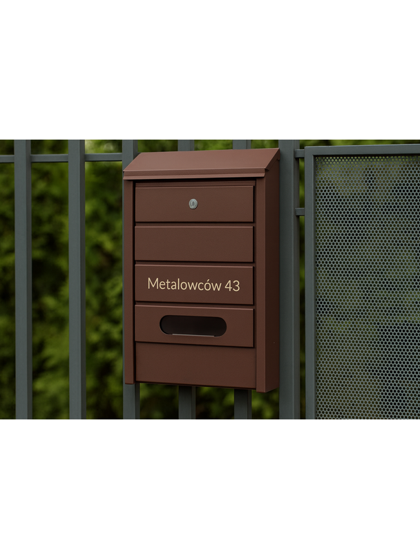 Skrzynka na listy BSL-5/2-BR-W-BASIC  / WĄSKI MODUŁ "BRĄZOWA"- wizjer i kluczyk z przodu