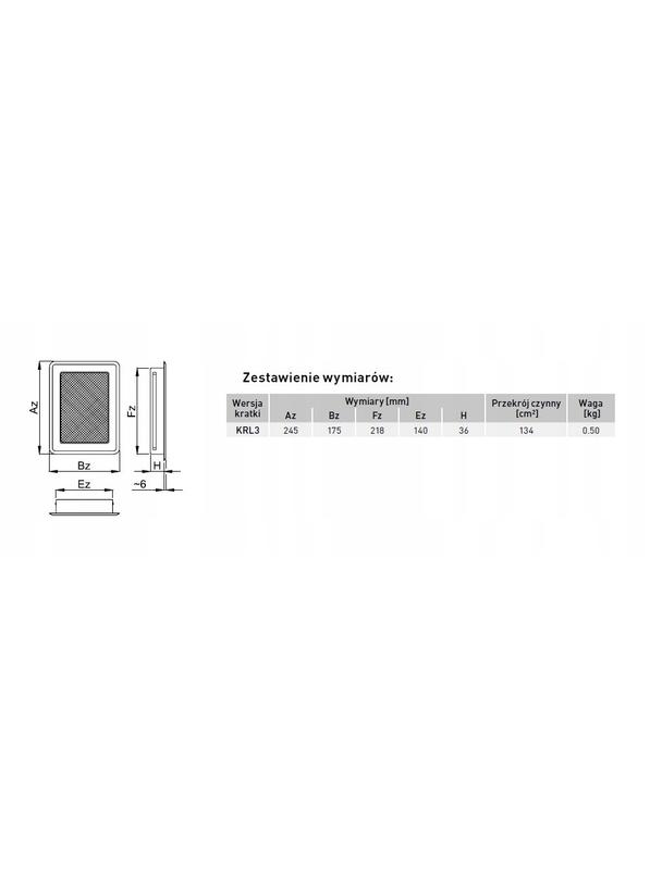 Kratka osłonowa z żaluzją KRLz3-ML-B light (biała)