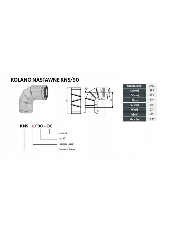 Kolano nastawne KNS100/90-OC