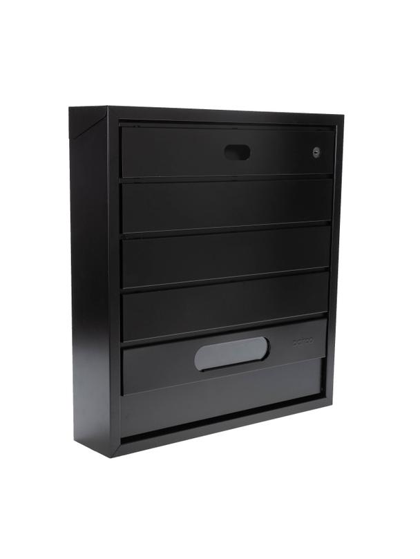 Skrzynka na listy BSL-3-CZ-W - WĄSKI MODUŁ CZARNA - wizjer i kluczyk z przodu