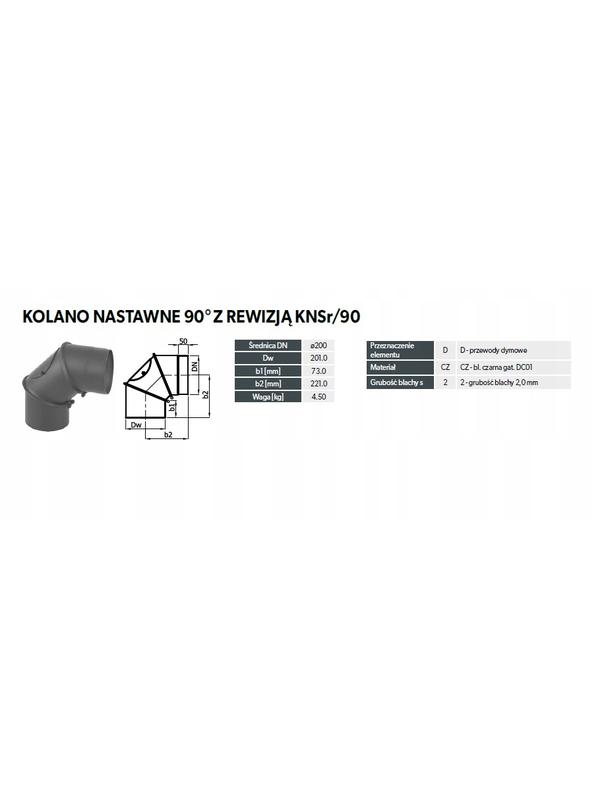 Kolano nastawne KNSR200/90-CZ2 (ML) 3seg z rewizją