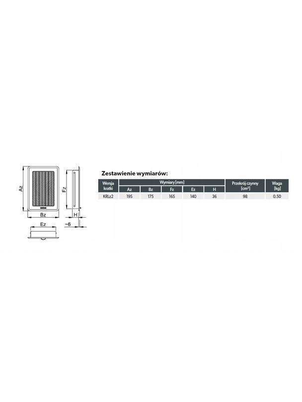 Kratka osłonowa z żaluzją KRLz2-ML-B light (biała)