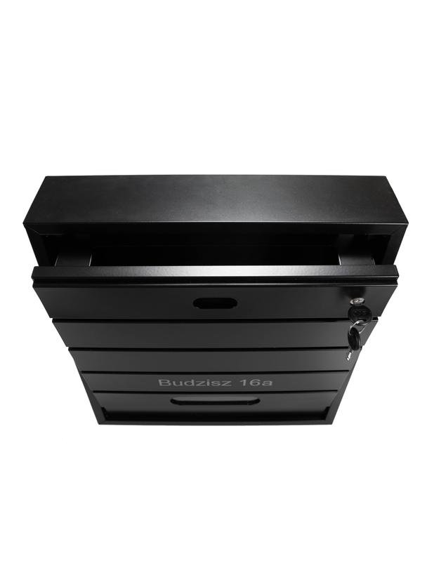 Skrzynka na listy BSL-3-CZ-W - WĄSKI MODUŁ CZARNA - wizjer i kluczyk z przodu