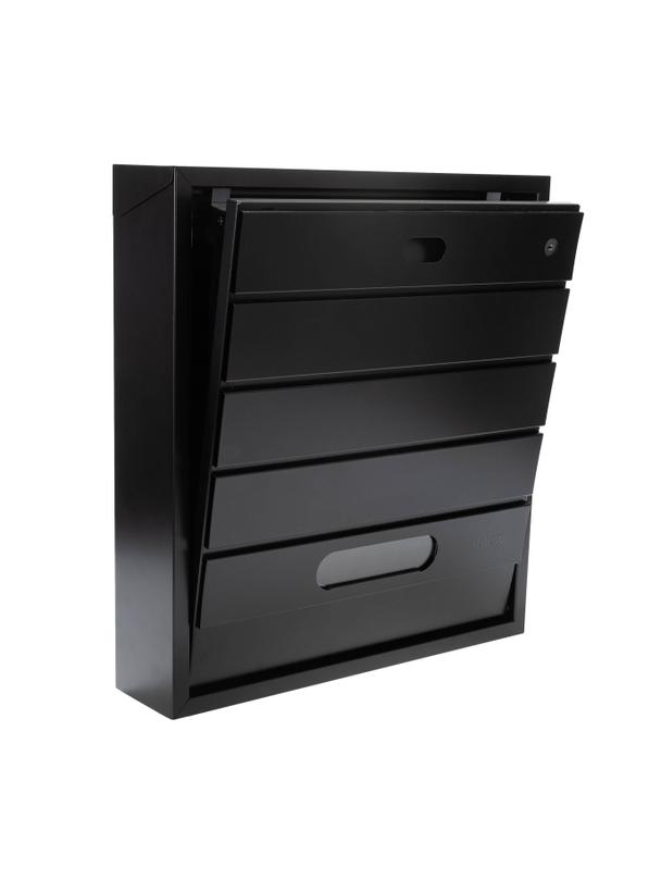 Skrzynka na listy BSL-3-CZ-W - WĄSKI MODUŁ CZARNA - wizjer i kluczyk z przodu