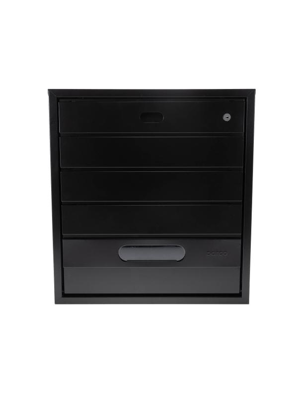 Skrzynka na listy BSL-3-CZ-W - WĄSKI MODUŁ CZARNA - wizjer i kluczyk z przodu