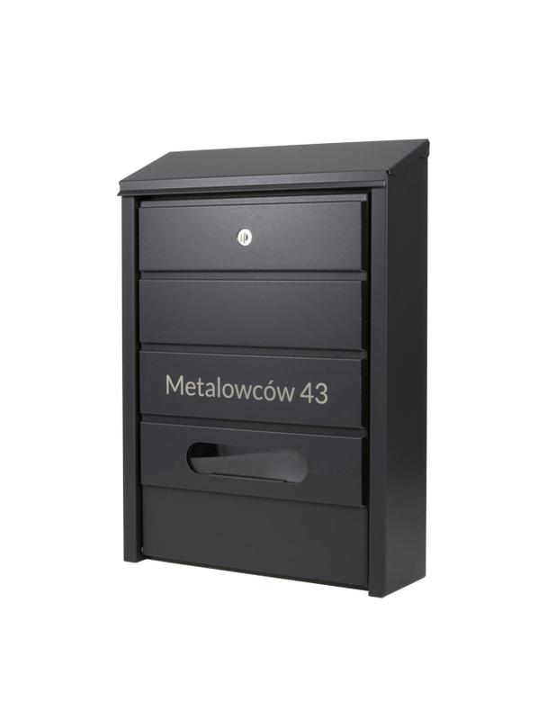 Skrzynka na listy z numerem i ulicą BSL-5/2-GR-W-BASIC | GRAFITOWA | GRAWER (1 lamela)