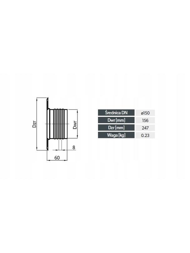 Rozeta ROZ150-ML.CZ (Czarna)  (RAL 9005)