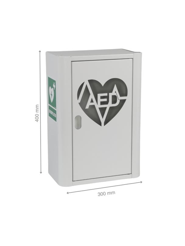 Szafka metalowa na Defibrylator AED z naklejką  ML.B ( BIAŁA)