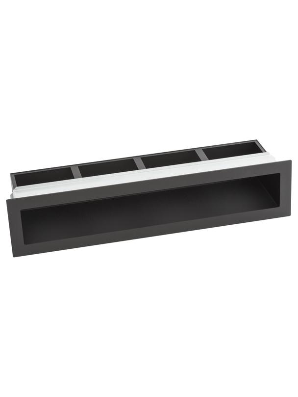 Kratka V-OPEN-KRVO-I/R-450x100-ML.CZ czarna, oklejona filcem z ramką OC