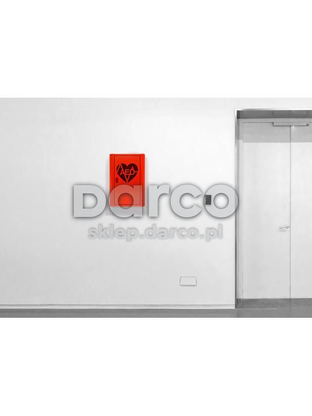 Szafka metalowa na Defibrylator AED z naklejką  ML.RED ( CZERWONA RAL 3020 )