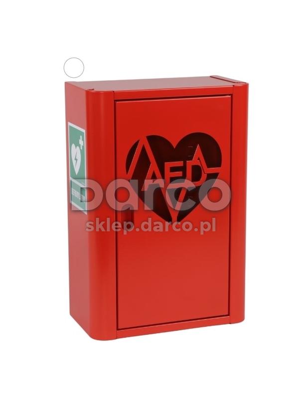Szafka metalowa na Defibrylator AED z naklejką  ML.RED ( CZERWONA RAL 3020 )
