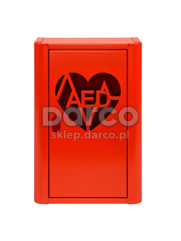 Szafka metalowa na Defibrylator AED z naklejką  ML.RED ( CZERWONA RAL 3020 )