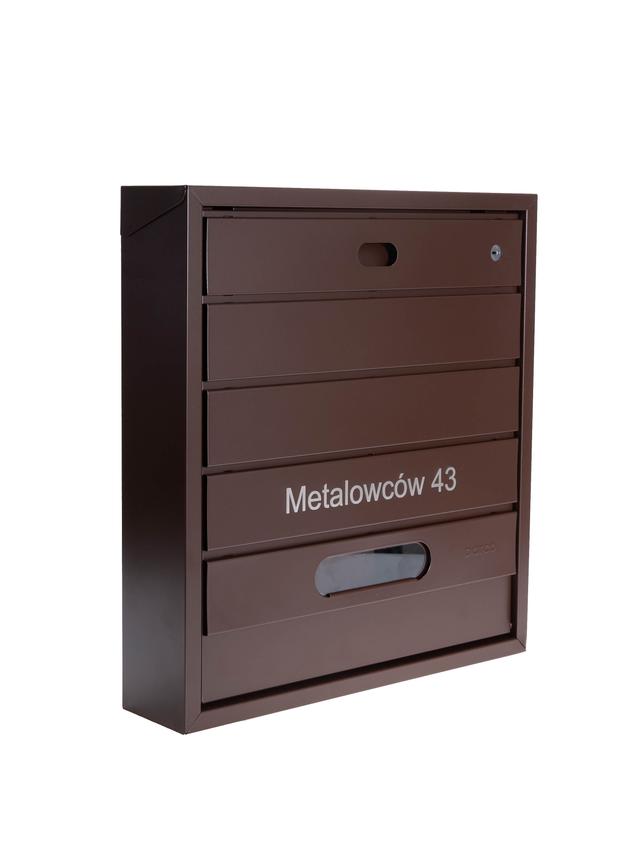 Skrzynka na listy z numerem i ulicą  BSL-3-BR-W | BRĄZOWA | GRAWER (1 lamela)