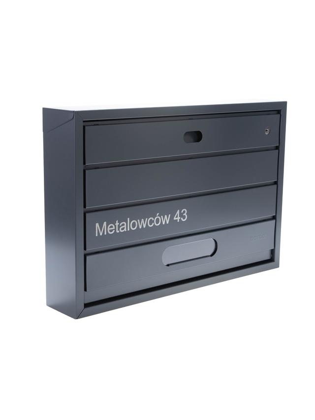 Skrzynka na listy z numerem i ulicą  BSL-1-GR-U | GRAFITOWA | GRAWER (1 lamela)