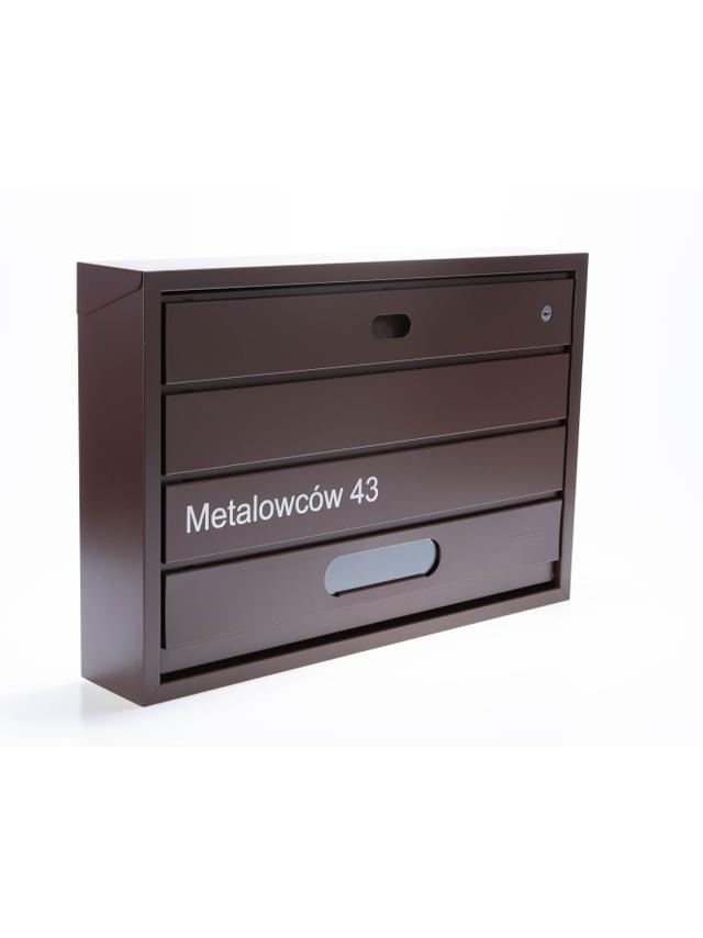 Skrzynka na listy z numerem i ulicą  BSL-1-BR-U | BRĄZOWA | GRAWER (1 lamela)