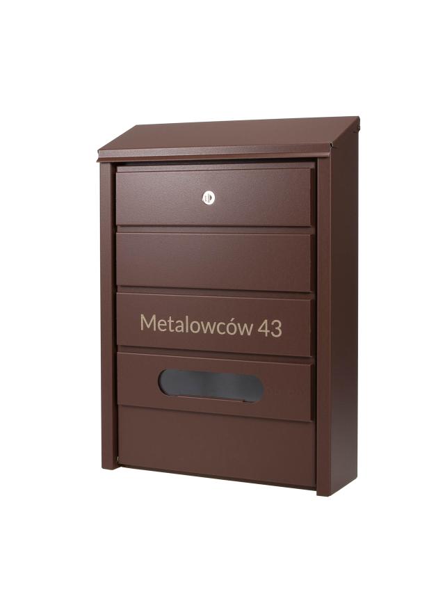 Skrzynka na listy BSL-5/2-BR-W-BASIC  / WĄSKI MODUŁ "BRĄZOWA"+ GRAWER (1 lamela)